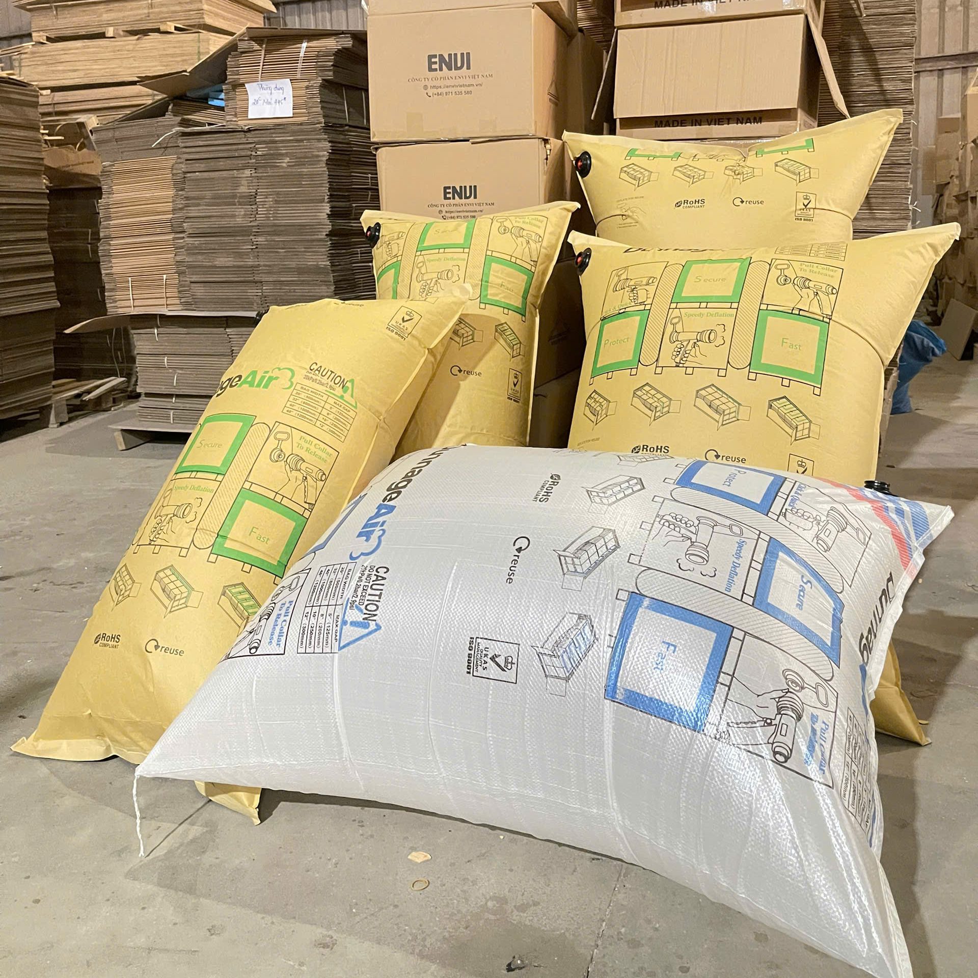 Túi khí chèn hàng kraft và PP