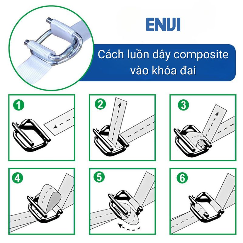 Cách luồn dây đai composite vào khóa đai
